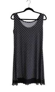 Shift Dress - Navy with White Polkadots - M