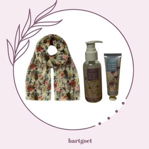 Escape to the garden gift set:  scarf & hand wash & hand cream