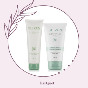 Sh'Zen Exfoliator & Overnight Balm for feet