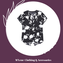 Load image into Gallery viewer, Floral Printed Short Sleeve Blouse - Black &amp; Cream
