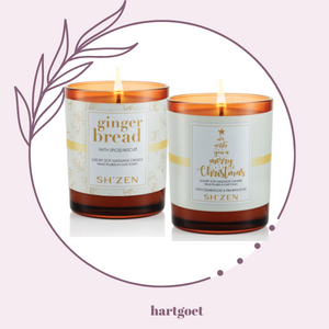 Sh'Zen Ginger Bread & We Wish you a Merry Christmas Luxury Soy Massage Candles