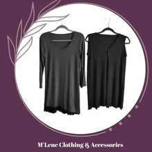 Load image into Gallery viewer, Grey Longsleeve Dress with Charcoal Pinafore
