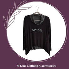 Load image into Gallery viewer, Grey Cowl Neck Top with Black &quot;Netso&quot; Top
