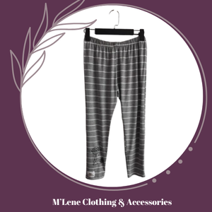 Grey & White Stripe Leggings