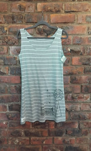 Grey & White Shift Dress - L