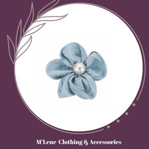 Hair Clip - Fabric Flower - Light Blue