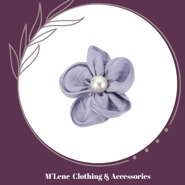 Hair Clip - Fabric Flower - Light Purple