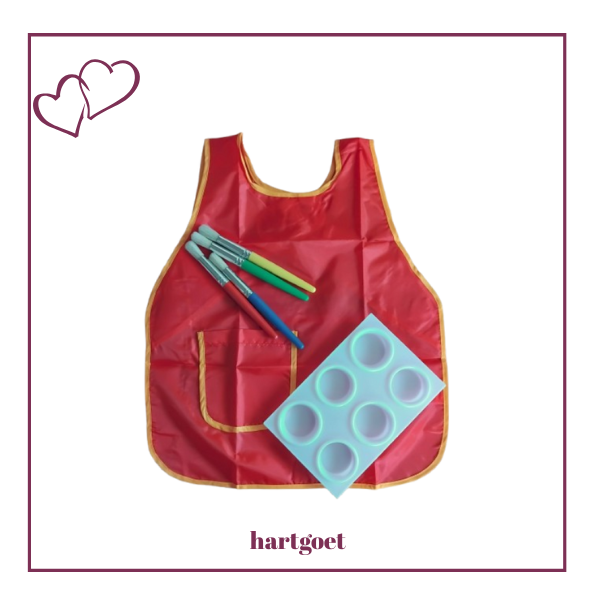Kids Painting Apron & Paint Brushes & Paint Holder