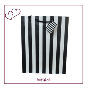 Gift Bag - Large - Black & White - Stripes