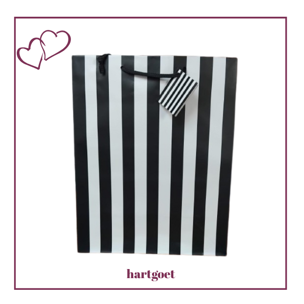 Gift Bag - Large - Black & White - Stripes