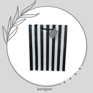 Gift Bag - Large - Black & White - Stripes