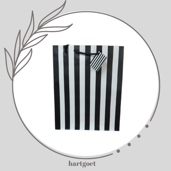 Gift Bag - Large - Black & White - Stripes