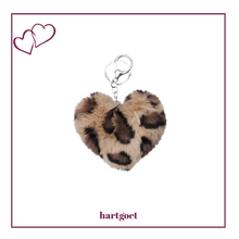 Load image into Gallery viewer, Fluffy Heart Keyring - Leopard Print
