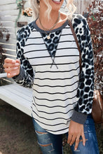 Load image into Gallery viewer, Leopard Print &amp; Striped Raglan Sleeve Top
