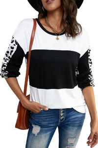 Leopard Print Colourblock Longsleeve Top