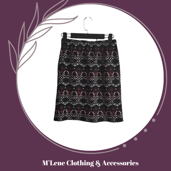 Winter Mini Skirt - Black/Grey/Blue/Pink Aztec Design
