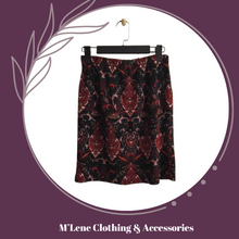 Load image into Gallery viewer, Winter Mini Skirt - Black/Wine/Blue Paisley Print
