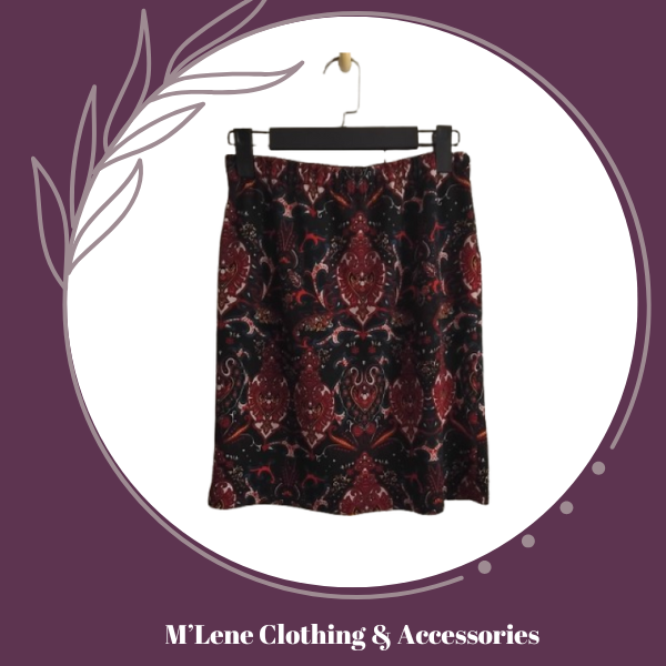Winter Mini Skirt - Black/Wine/Blue Paisley Print
