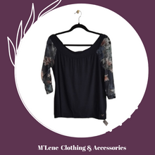 Load image into Gallery viewer, Navy top with mesh sleeves
