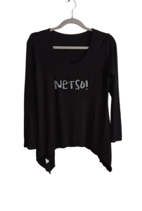 Grey Cowl Neck Top with Black "Netso" Top