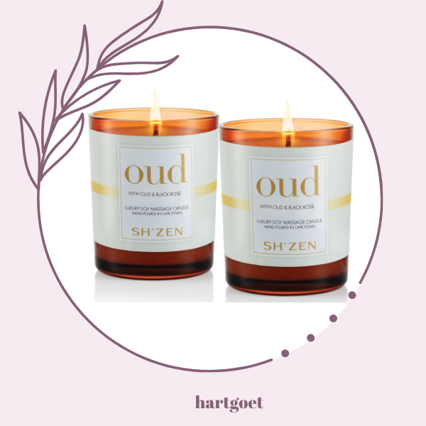 Sh'Zen Oud Luxury Soy Massag Candle x 2