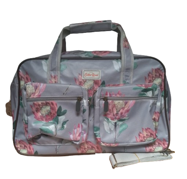 Cotton Road Overnight Bag - Grey & Pink Protea