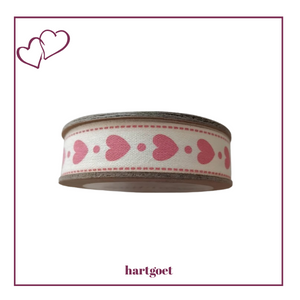Printed Ribbon - Pink Hearts
