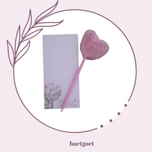 Load image into Gallery viewer, Protea Magnetic Memo Pad &amp; Pink Fluffy Heart Pen
