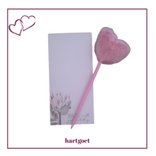 Load image into Gallery viewer, Protea Magnetic Memo Pad &amp; Pink Fluffy Heart Pen

