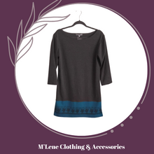 Load image into Gallery viewer, Winter Dress - 3/4 Sleeves - Charcoal &amp; Teal - L
