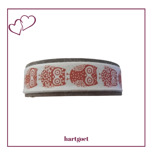 Printed Ribbon - Red Owls