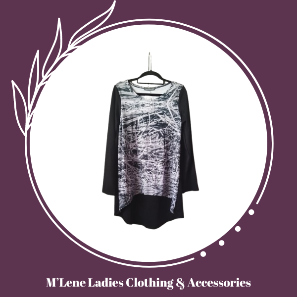 Black long sleeve top - grass print