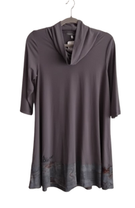 Grey Cowl Neck Top - L