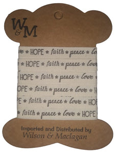 Printed ribbon - hope, faith, peace, love