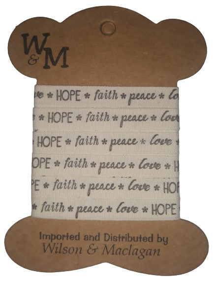 Printed ribbon - hope, faith, peace, love