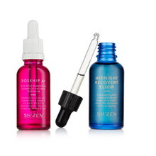 Load image into Gallery viewer, Sh&#39;Zen Rosehip A+ Facial Essence (30ml) &amp; Midnight Recovery Elixir (30ml)
