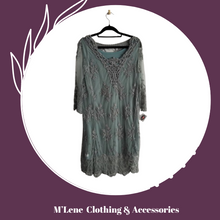 Load image into Gallery viewer, Lace Dress &amp; Sleeveless Shift Dress -Sage - L
