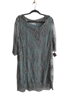 Load image into Gallery viewer, Lace Dress &amp; Plain Sleevless Shift Dress - Sage - XL
