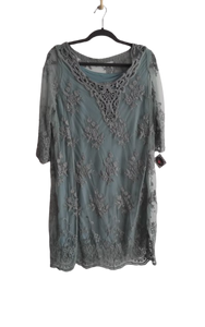 Lace Dress & Plain Sleevless Shift Dress - Sage - XL