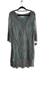 Lace Dress & Sleeveless Shift Dress -Sage - L