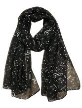 Load image into Gallery viewer, Scarf - Black - Music Notes
