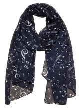 Load image into Gallery viewer, Scarf - Navy - Music Notes
