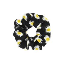 Load image into Gallery viewer, Hair Scrunchie - Black Daisies
