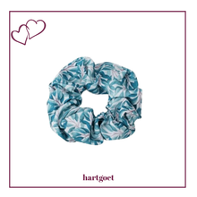 Load image into Gallery viewer, Hair Scrunchie - Floral Aqua
