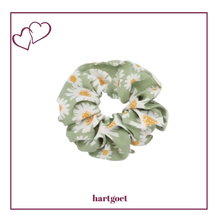 Load image into Gallery viewer, Hair Scrunchie - Green Daisies
