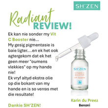 Load image into Gallery viewer, Sh'Zen Vitamin C booster bottle with a customer review

