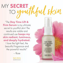 Load image into Gallery viewer, Sh'Zen Day Time Lift and Firm Serum with a product review
