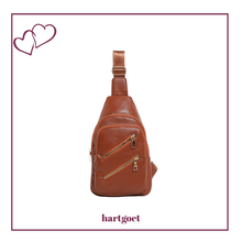 Load image into Gallery viewer, Shoulder Bag With Multiple Zip Pockets - Brown
