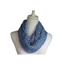 Load image into Gallery viewer, Cotton Road Snood/Scarf - Blue with white polkadots
