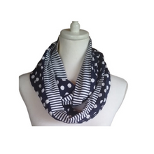 Load image into Gallery viewer, Cotton Road Snood/Scarf - Navy &amp; White
